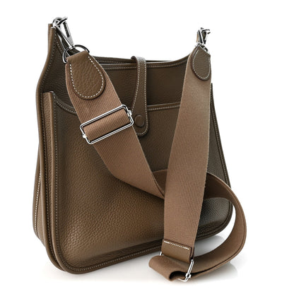 Taurillon Clemence Evelyne Iii Pm Etoupe Handbag