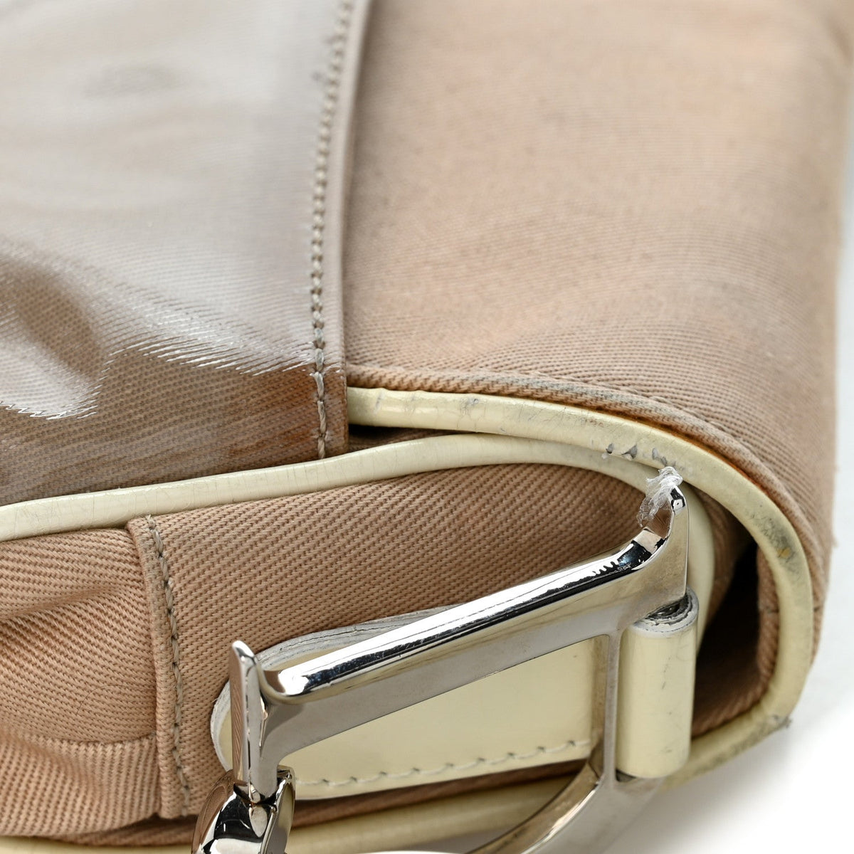 Calfskin Canvas Handbag - Beige