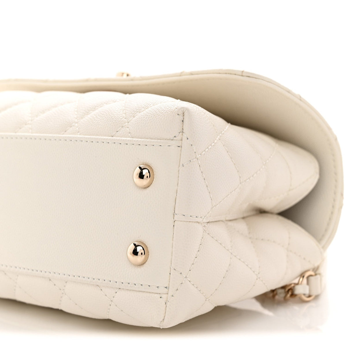 Mini Quilted Caviar Flap Shoulder Bag - White