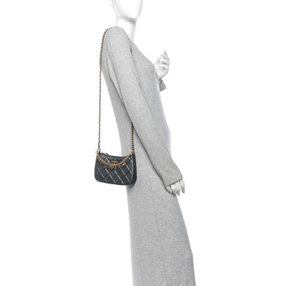 Quilted Lambskin Hobo Bag - Grey