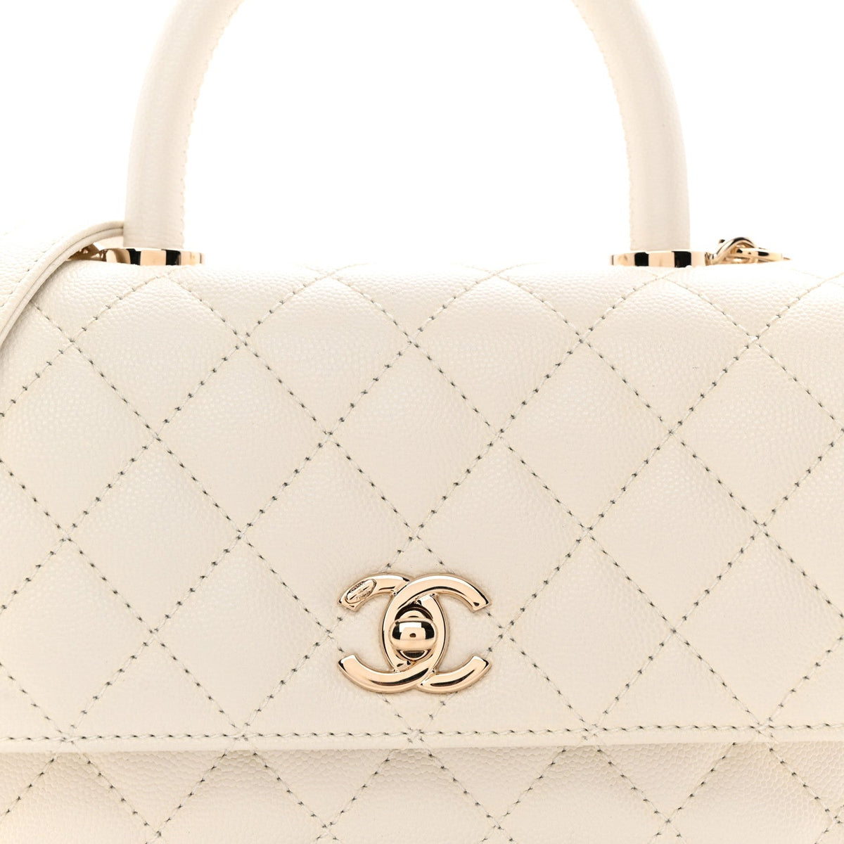 Mini Quilted Caviar Flap Shoulder Bag - White