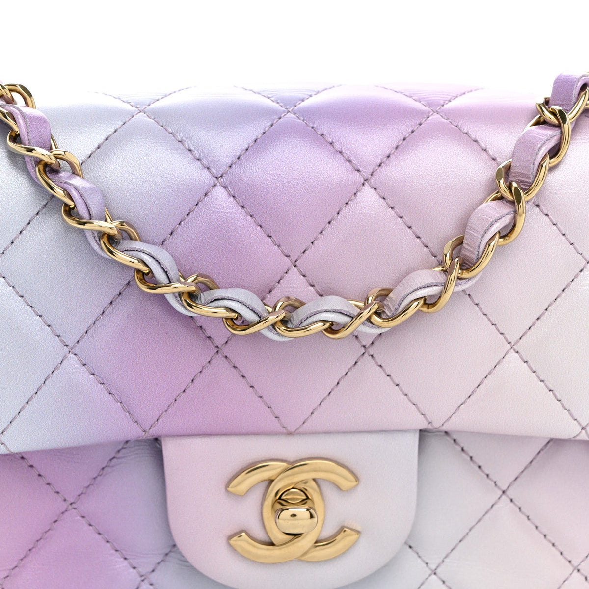 Mini Quilted Lambskin Flap Shoulder Bag - Tan