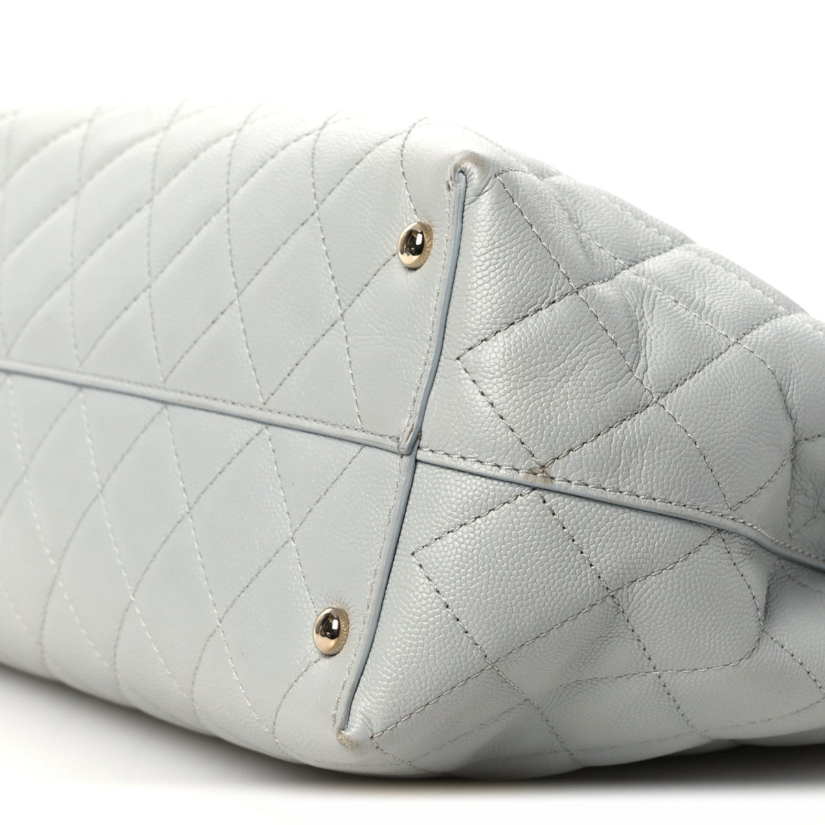 Small Quilted Caviar Tote Bag - Grey