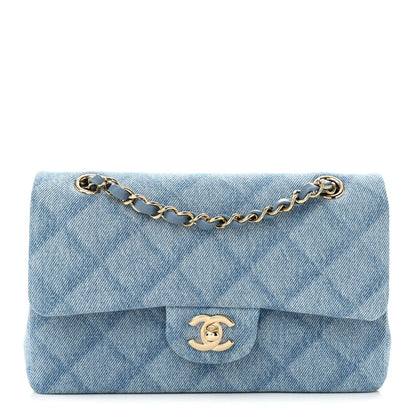 Small Quilted Flap Shoulder Bag - Light Blue
