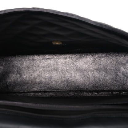 Maxi Quilted Lambskin Flap Shoulder Bag - Black
