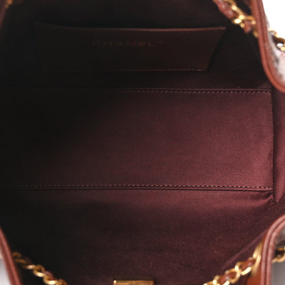 Mini Quilted Caviar Handbag - Brown