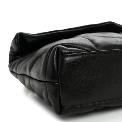 Quilted Lambskin Satchel Bag - Black