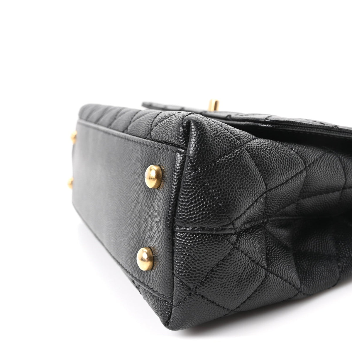 Mini Quilted Caviar Flap Shoulder Bag - Black