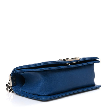 Small Quilted Caviar Flap Shoulder Bag - Blue