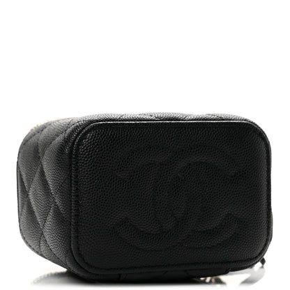 Mini Quilted Caviar Handbag - Black