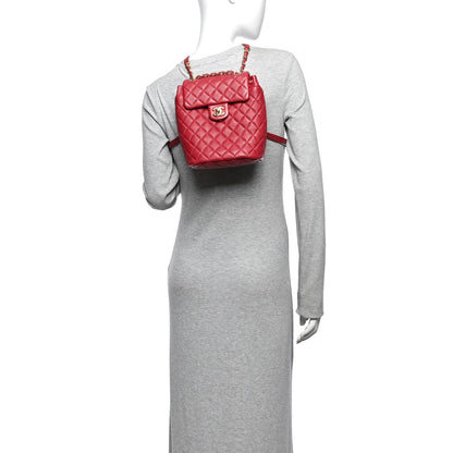 Mini Quilted Calfskin Backpack - Red