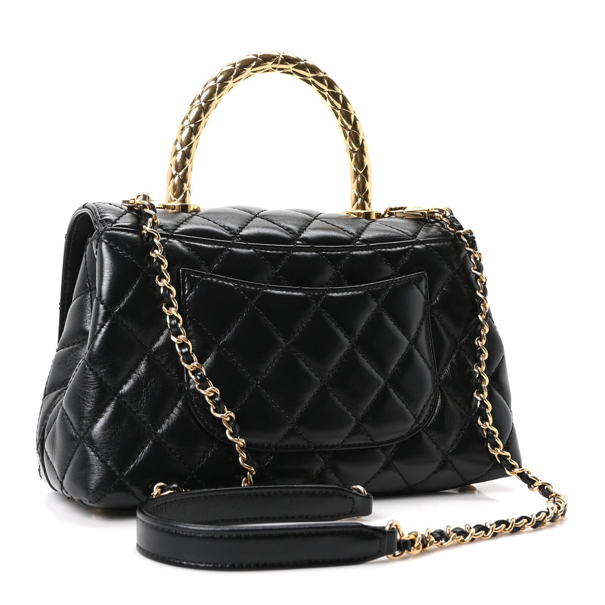 Mini Quilted Calfskin Flap Shoulder Bag - Gold