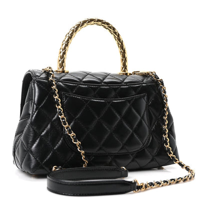 Mini Quilted Calfskin Flap Shoulder Bag - Gold
