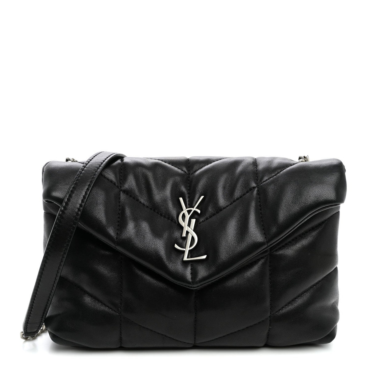 Quilted Lambskin Satchel Bag - Black