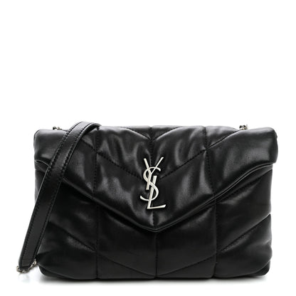 Quilted Lambskin Satchel Bag - Black