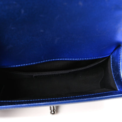 Small Quilted Calfskin Flap Shoulder Bag - Blue