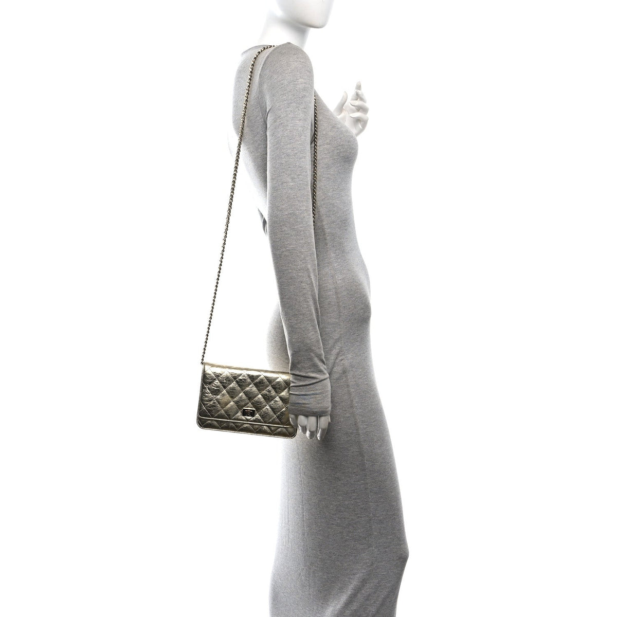 Quilted Calfskin Wallet Bag - Gold