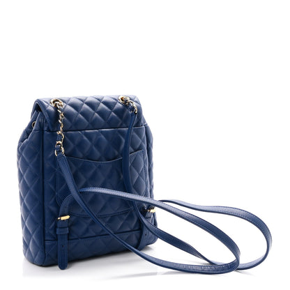 Small Quilted Lambskin Backpack - Blue
