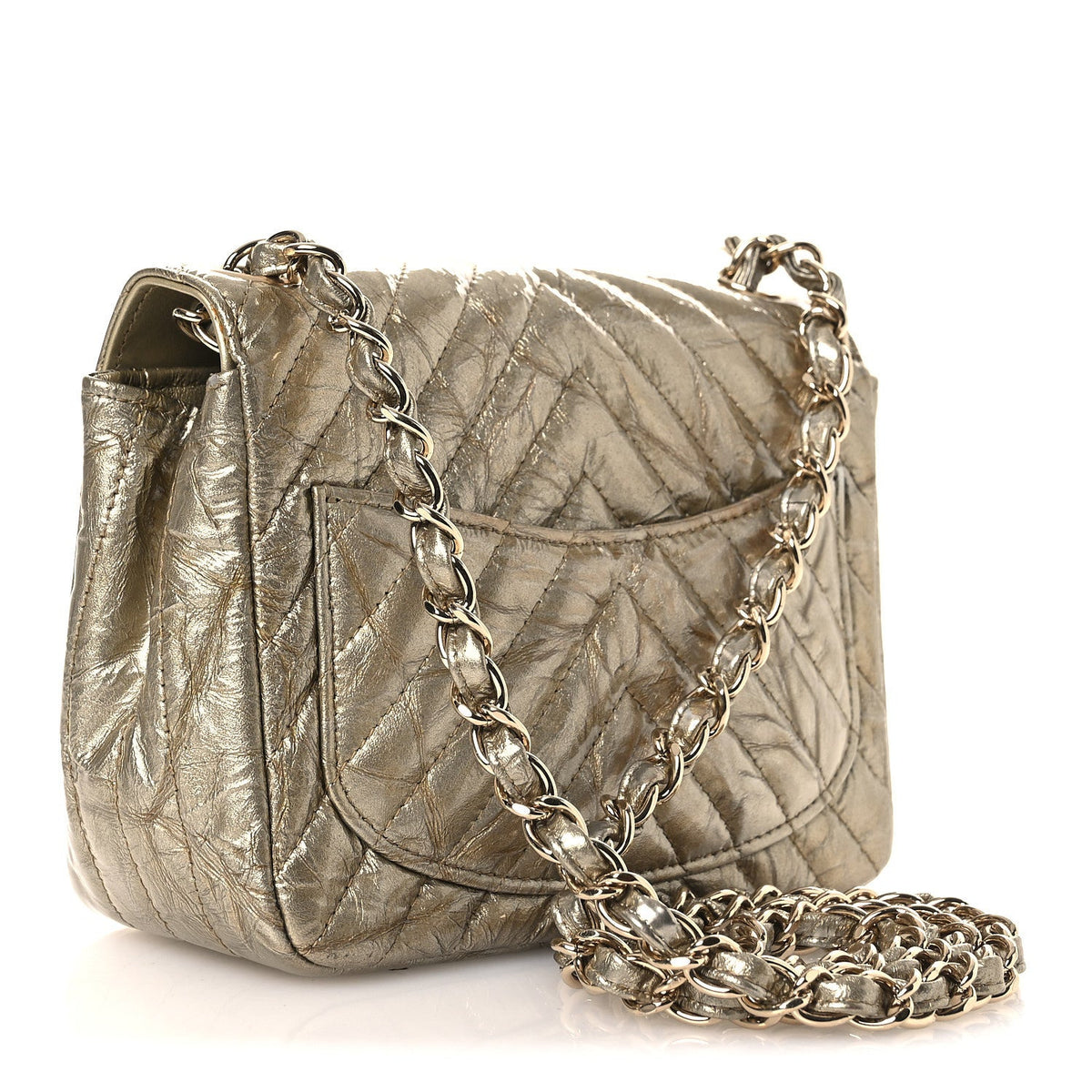 Mini Quilted Calfskin Flap Shoulder Bag - Gold
