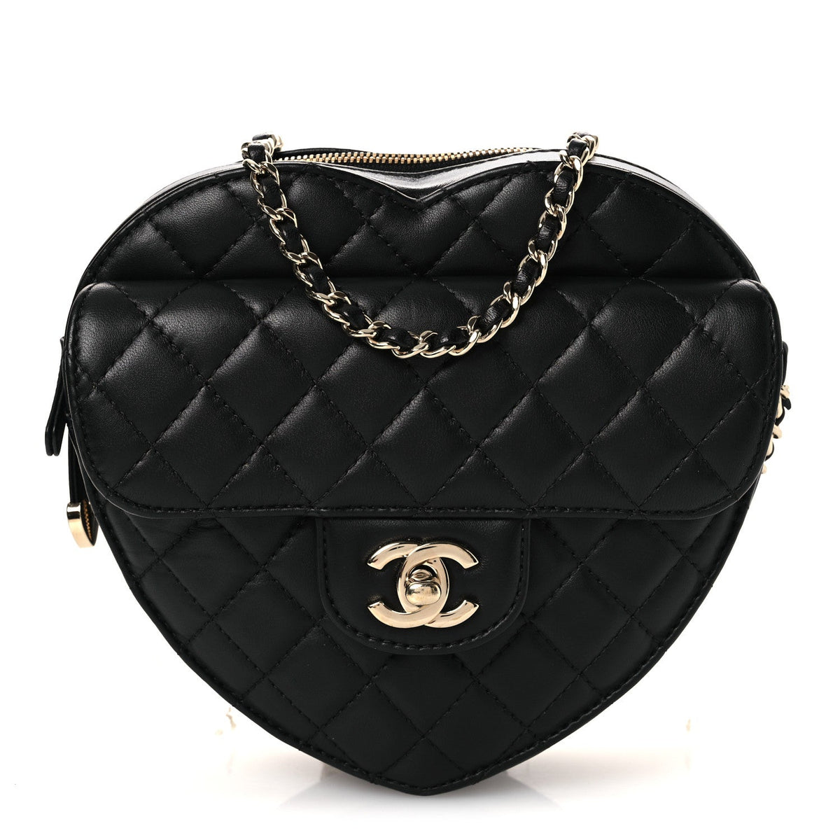 Large Quilted Lambskin Handbag - Black