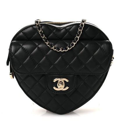 Large Quilted Lambskin Handbag - Black