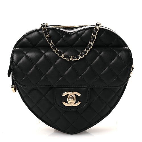 Large Quilted Lambskin Handbag - Black