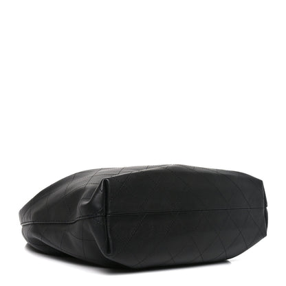 Small Quilted Calfskin Hobo Bag - Black