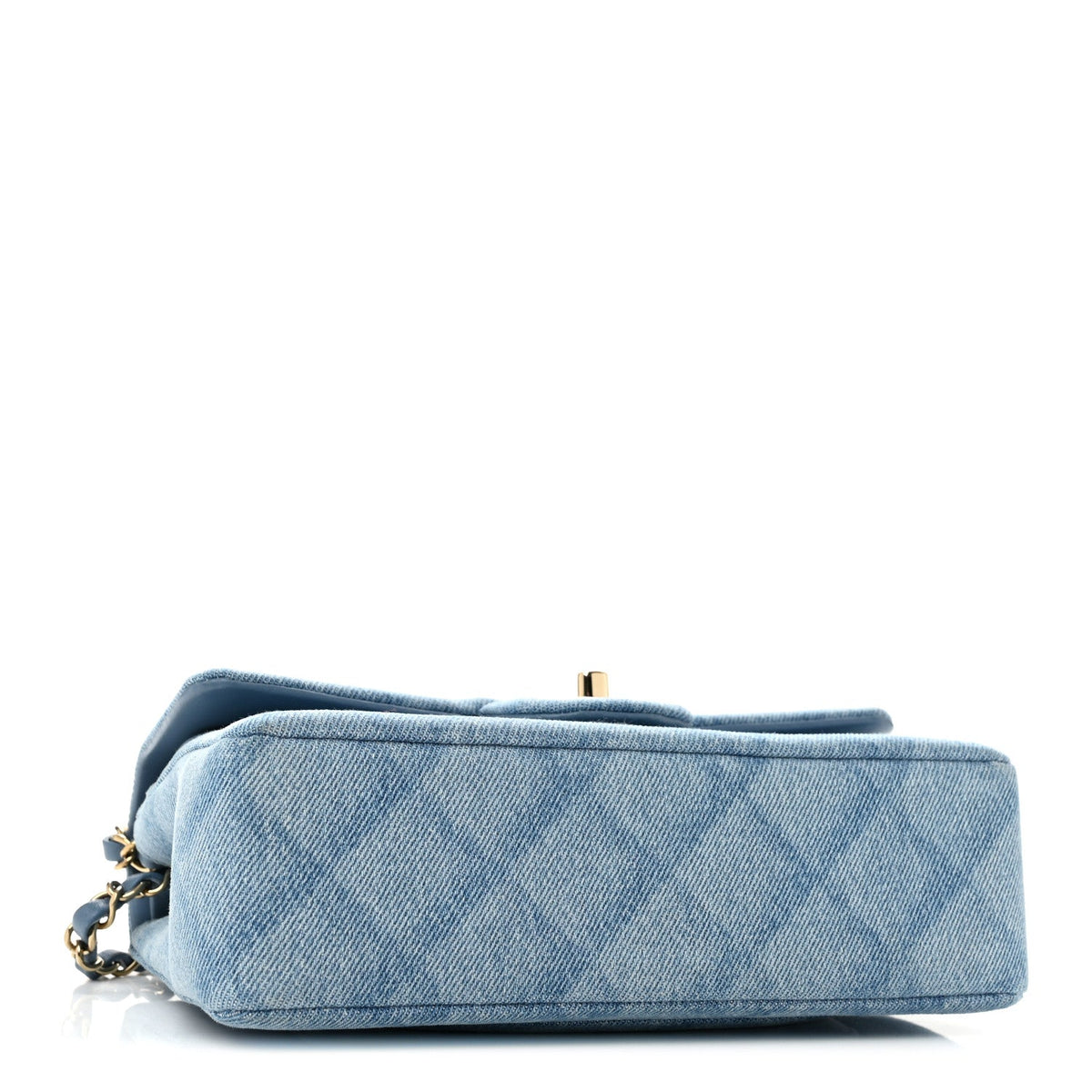 Small Quilted Flap Shoulder Bag - Light Blue
