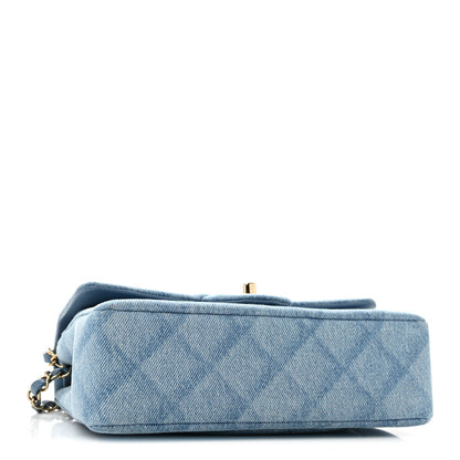 Small Quilted Flap Shoulder Bag - Light Blue
