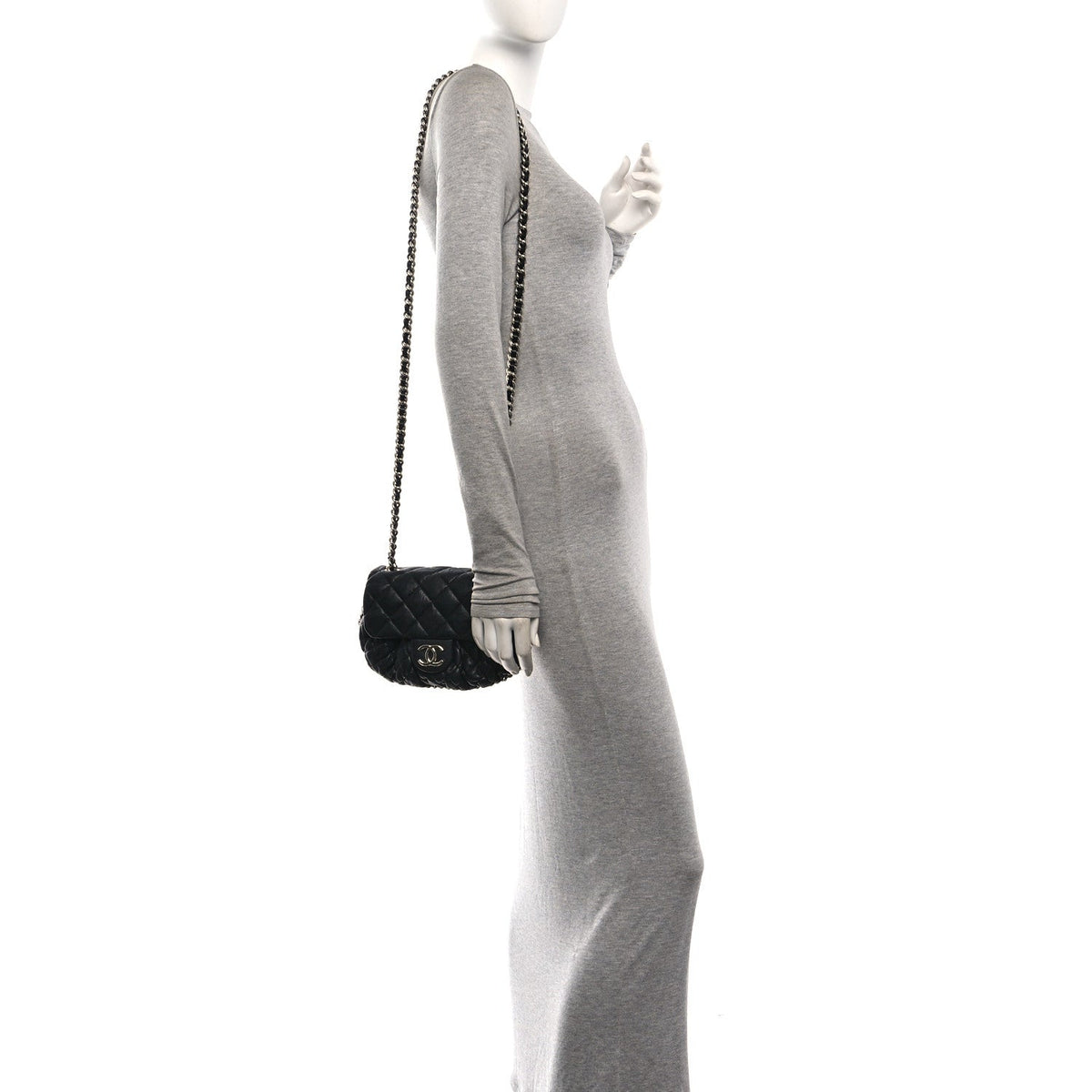 Mini Quilted Lambskin Handbag - Black
