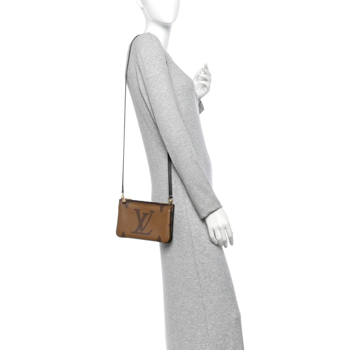 Reverse Monogram Giant Double Zip Pochet Handbag