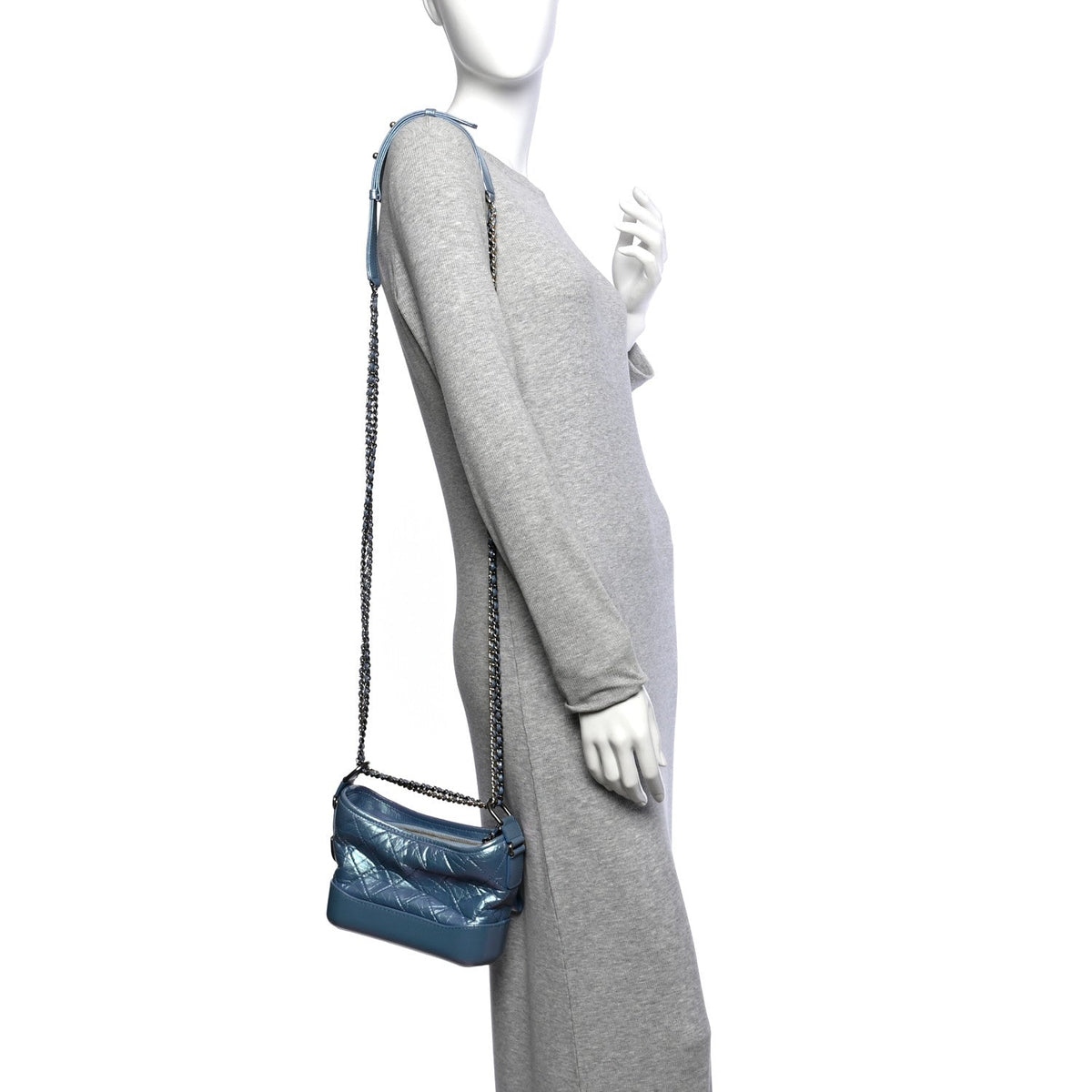 Small Quilted Calfskin Hobo Bag - Blue