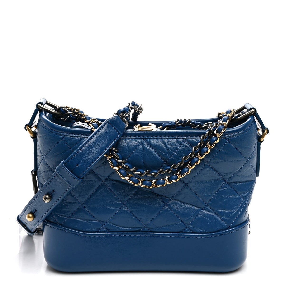 Small Quilted Calfskin Hobo Bag - Blue