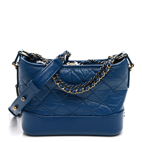 Small Quilted Calfskin Hobo Bag - Blue