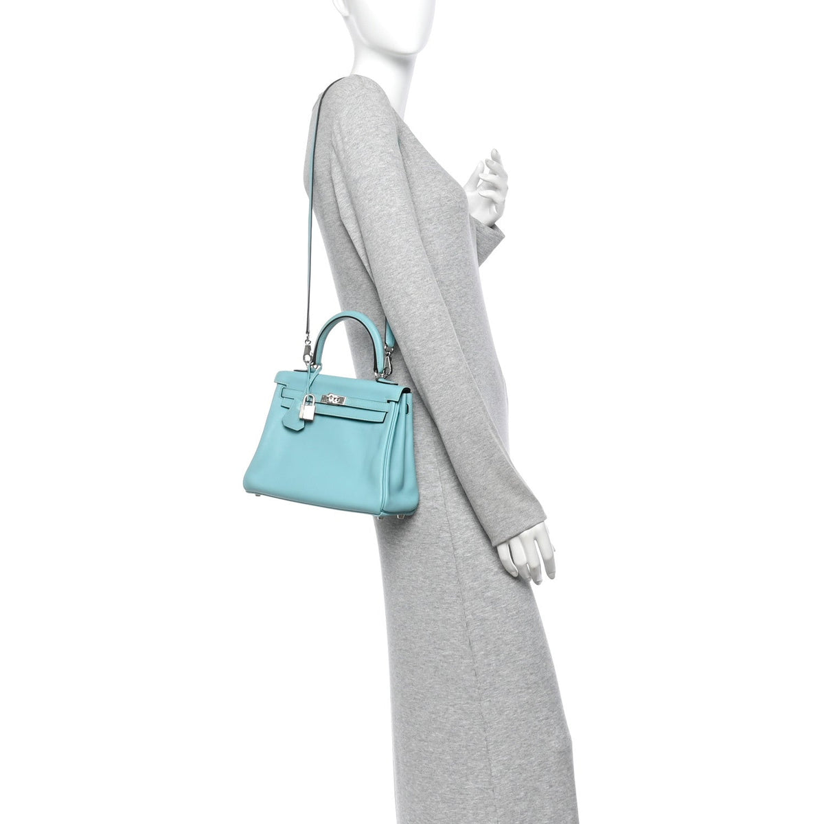 Swift Kelly Retourne 25 Bleu Atoll Handbag