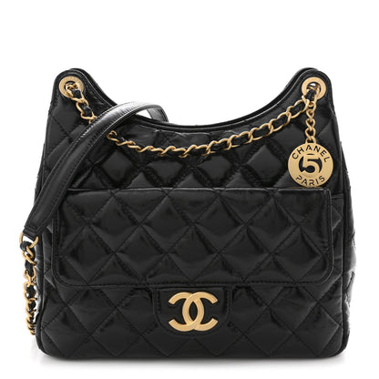 Quilted Calfskin Hobo Bag - Black