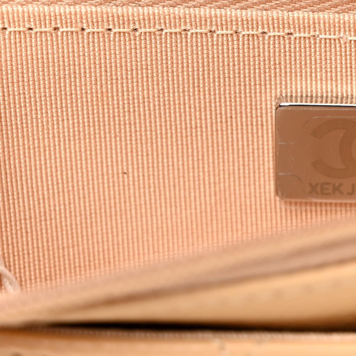 Quilted Caviar Wallet Bag - Beige