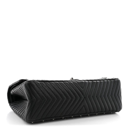 Quilted Sheepskin Flap Shoulder Bag - Black