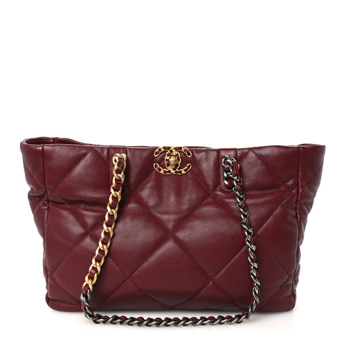 Quilted Lambskin Handbag - Brown