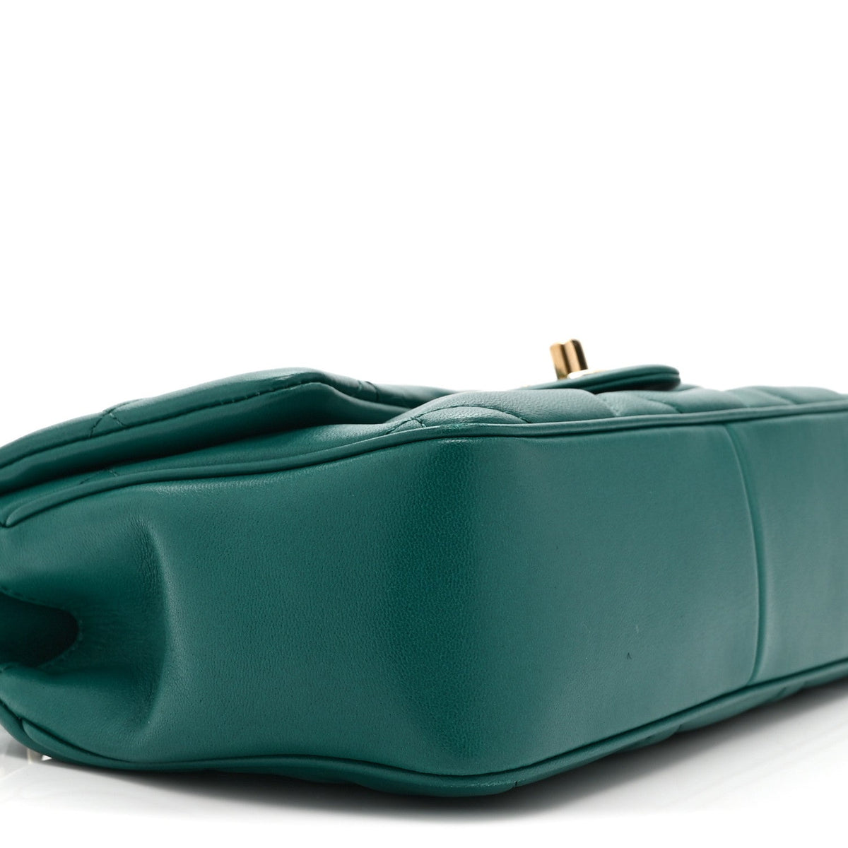 Small Quilted Lambskin Flap Shoulder Bag - Green