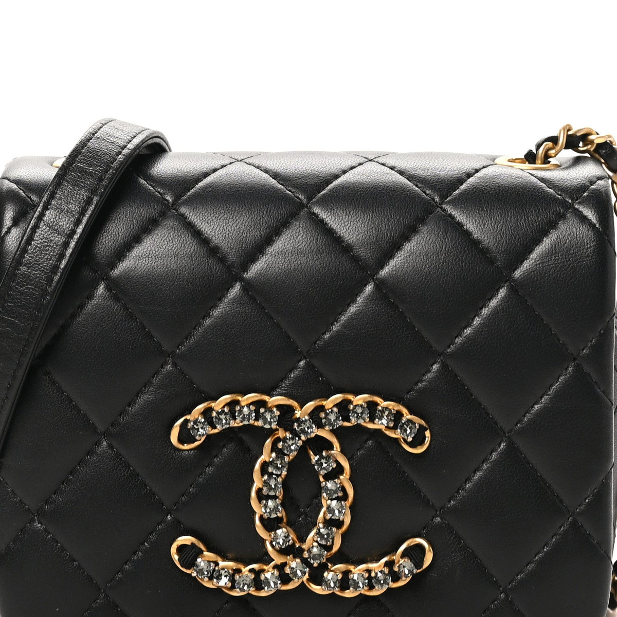 Mini Quilted Lambskin Flap Shoulder Bag - Black