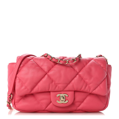 Medium Quilted Calfskin Flap Shoulder Bag - Pink