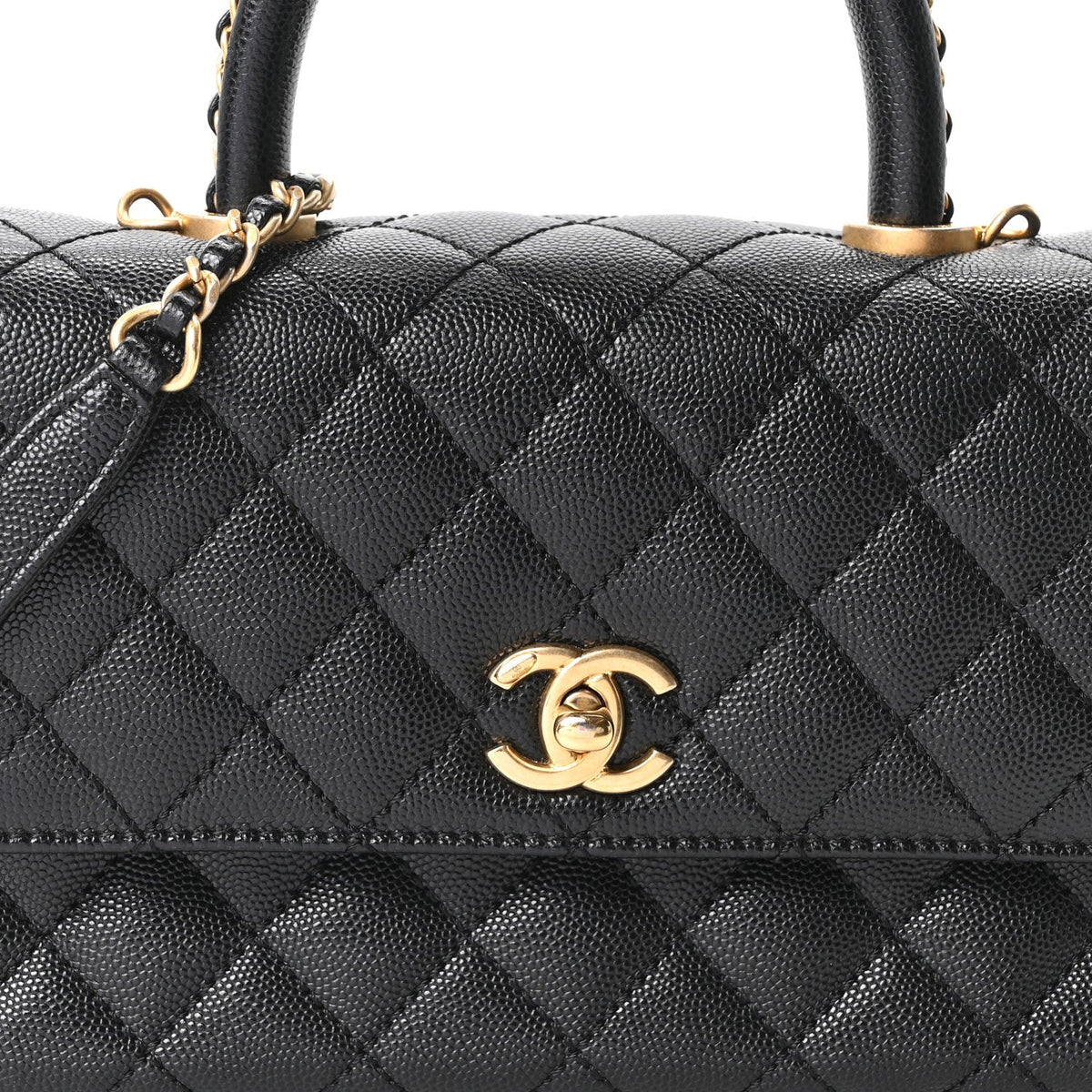 Mini Quilted Caviar Flap Shoulder Bag - Black