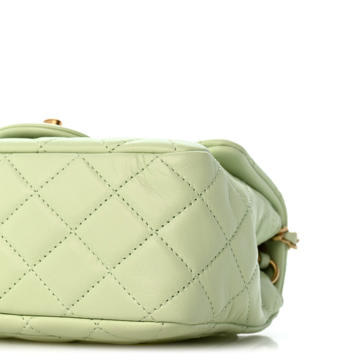 Mini Quilted Lambskin Flap Shoulder Bag - Light Green