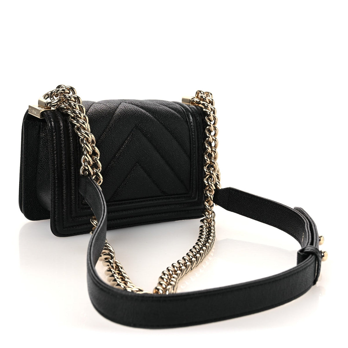 Mini Quilted Caviar Flap Shoulder Bag - Black