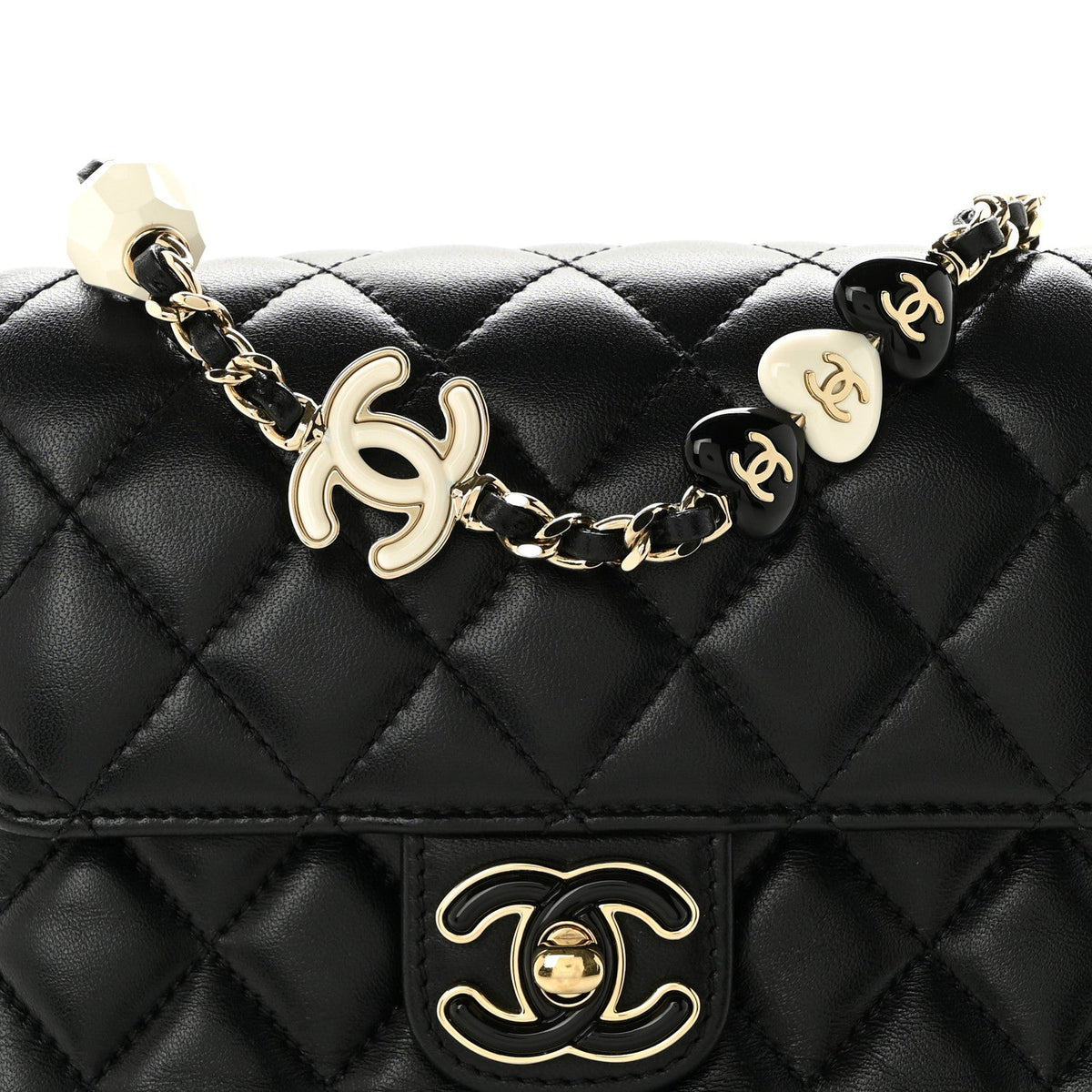 Mini Quilted Lambskin Flap Shoulder Bag - Black
