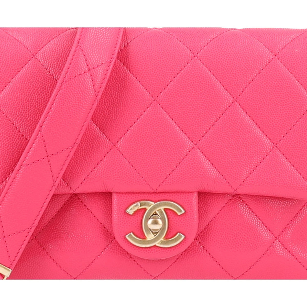 Mini Quilted Caviar Flap Shoulder Bag - Pink