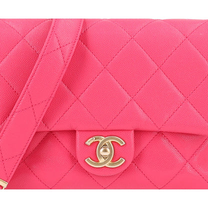 Mini Quilted Caviar Flap Shoulder Bag - Pink