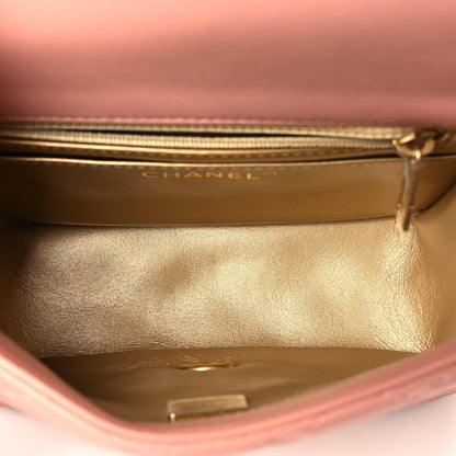 Mini Quilted Lambskin Flap Shoulder Bag - Pink