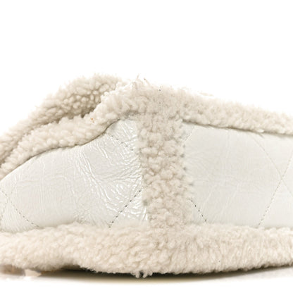Medium Calfskin Shearling Flap Shoulder Bag - White
